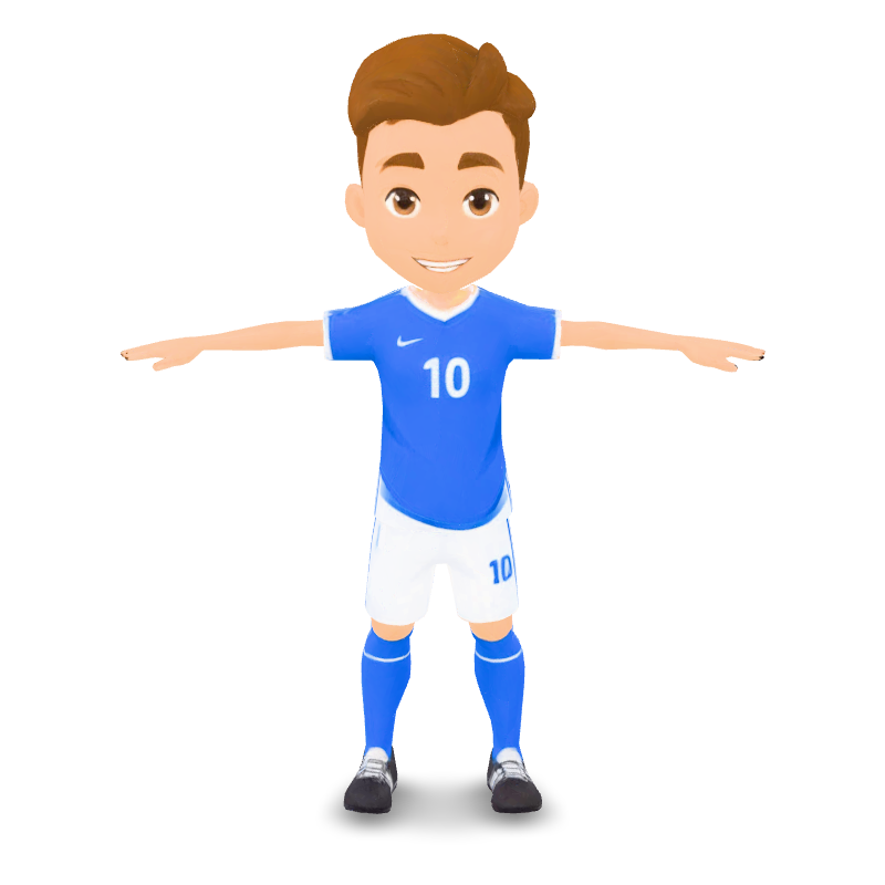 Cartoon Soccer Player - Blue Kit (rigged)