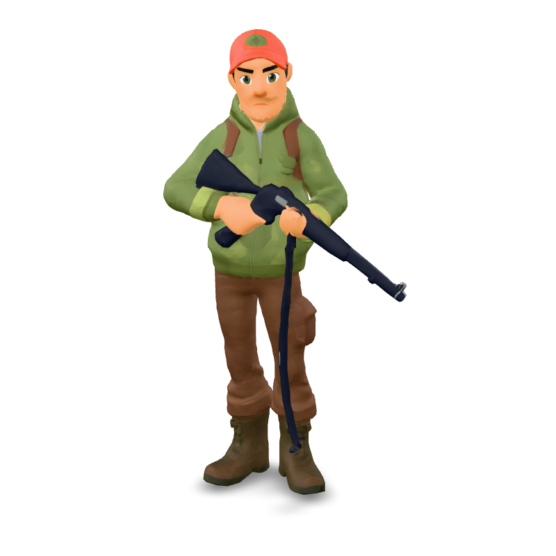 Low-poly hunter with rifle