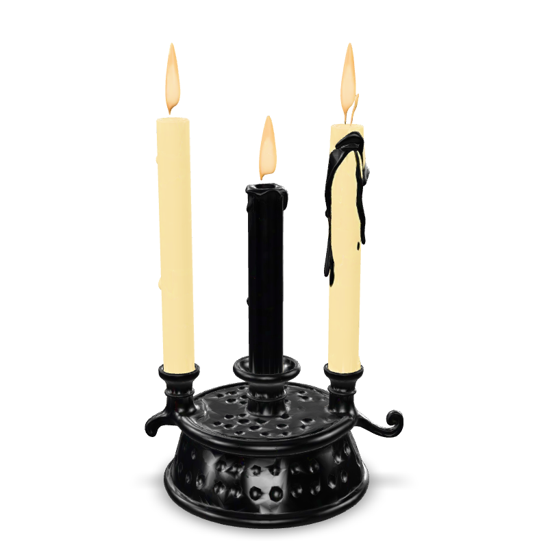 Iron candle holder with three dripping candles