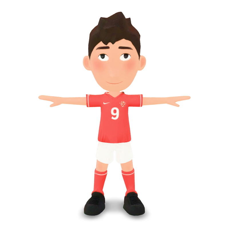 Cartoon Soccer Player - Red Kit (rigged)